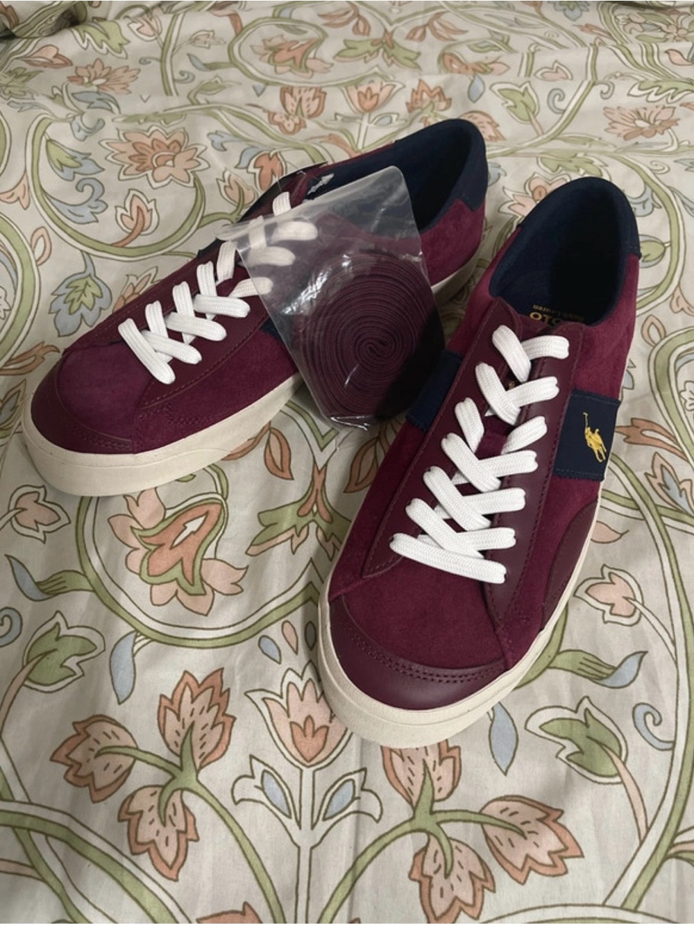 Polo by Ralph Lauren Burgundy and Navy Suede Low-Top Sneakers
